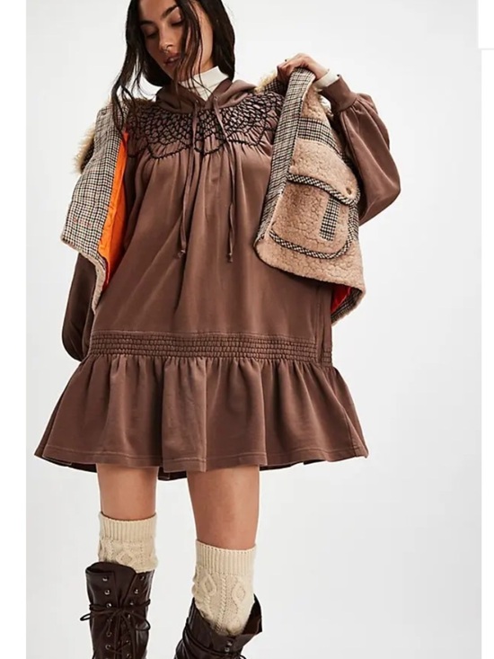 Free People Dresses & Skirts - Free People Marty Smocked Hooded Dress/Tunic NWOT